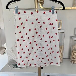 Nasty Gal White Skirt with Red Strawberry Print